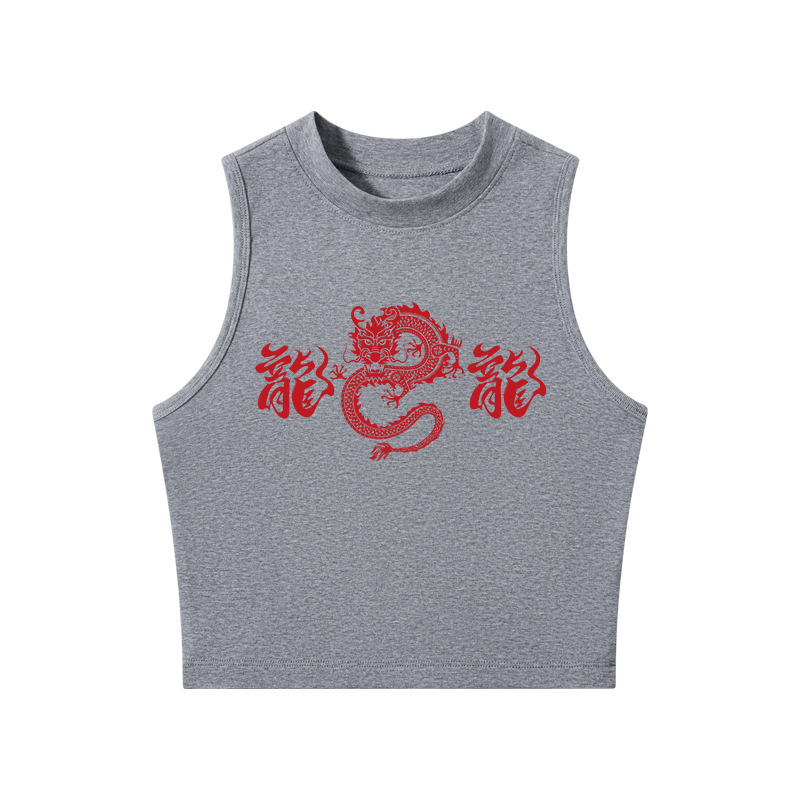 Tokyocanvas Dragon Crew Neck Crop Top