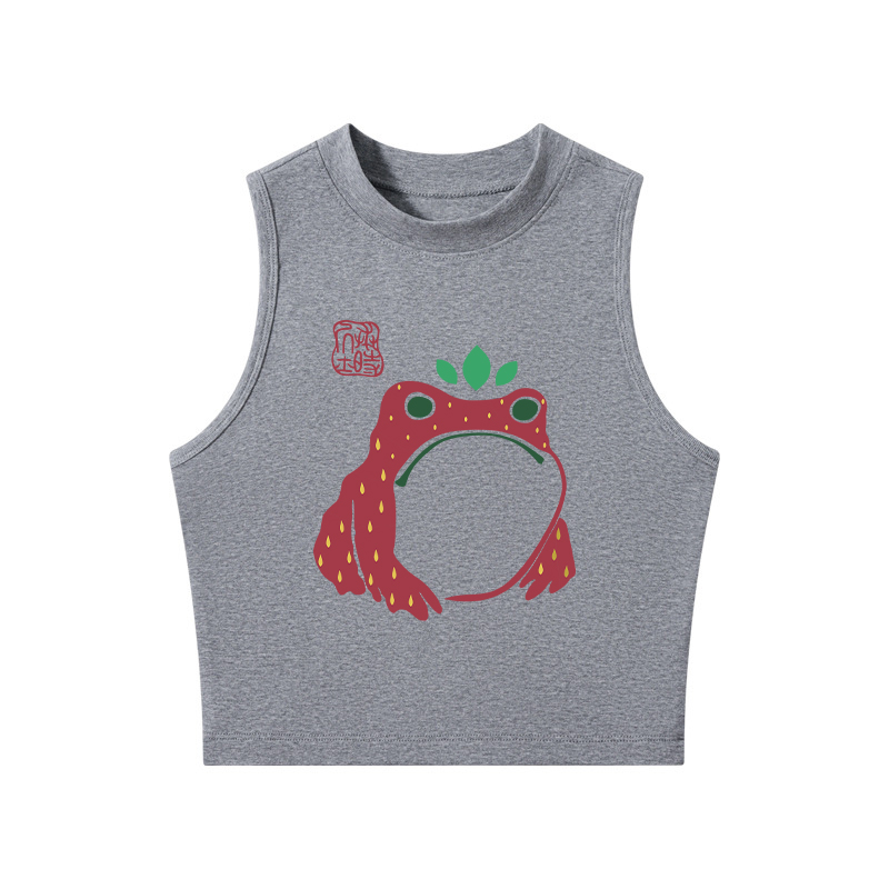 Tokyocanvas Strawberry Frog Crew Neck Crop Top