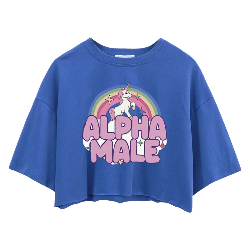 Tokyocanvas Rainbow Unicorn Alpha Male Crop Top