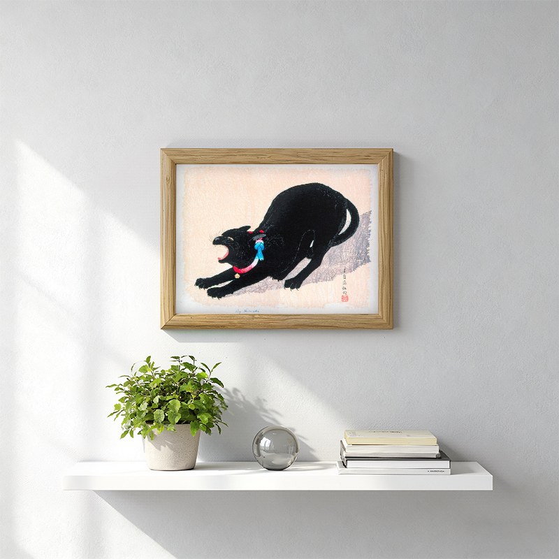 Tokyocanvas Black Cat Hissing Framed Art Print