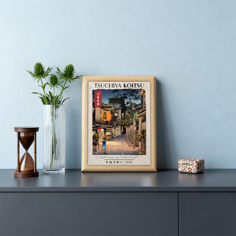 Tokyocanvas Evening in Ushigome Framed Art Print