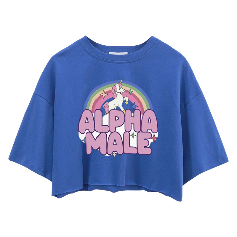 Tokyocanvas Rainbow Unicorn Alpha Male Crop Top