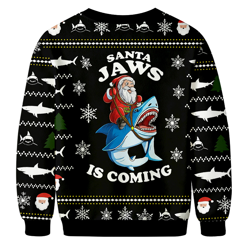 Tokyocanvas Santa Jaws Christmas Ugly Sweatshirts