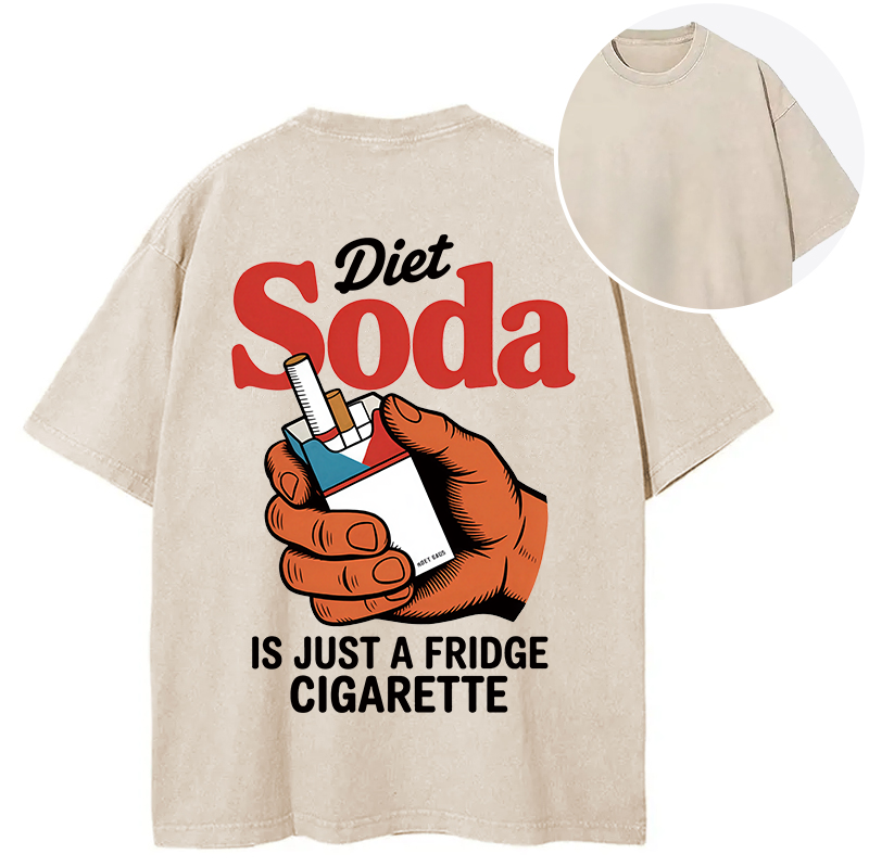 Tokyocanvas Diet Soda Is Just A Fridge Cigarette Funny Back Washed T-Shirt
