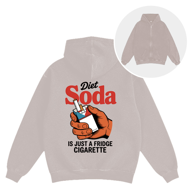 Tokyocanvas Diet Soda Is Just A Fridge Cigarette Funny Washed Zip Hoodie