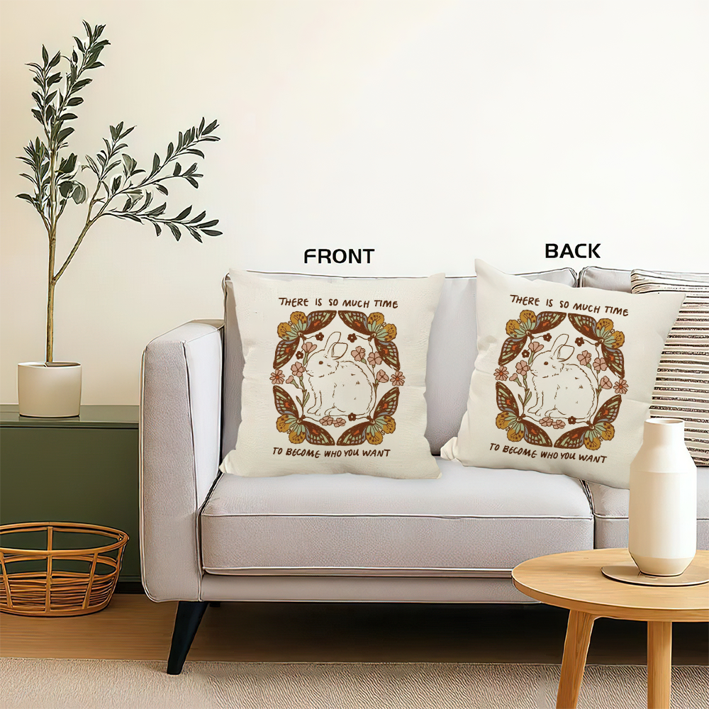 Tokyocanvas Butterflies Surrounding The Rabbit Pillow