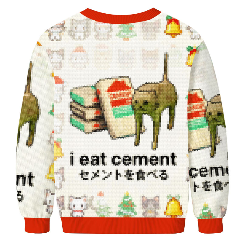 Tokyocanvas I Eat Cement Christmas Ugly Sweatshirt