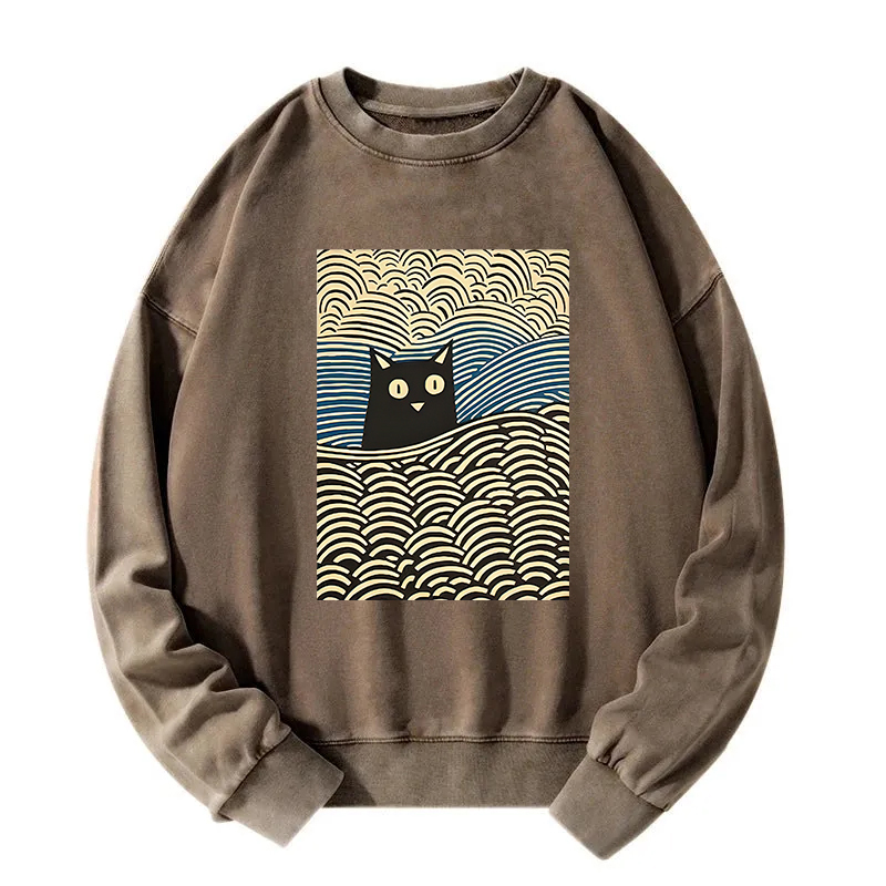 Tokyocanvas Kawaii Cat Japanese Washed Sweatshirt