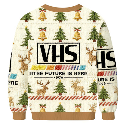 Tokyocanvas VHS 1976 Vintage Christmas Ugly Sweatshirt