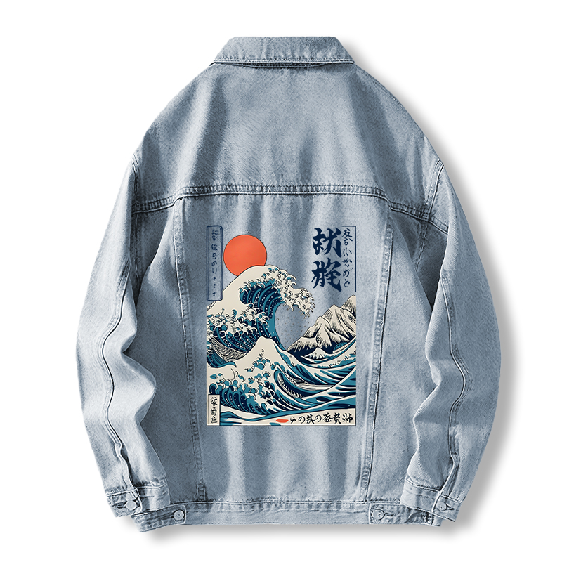 Tokyocanvas Ukiyo-e Ocean Waves Japan Jean Jackets