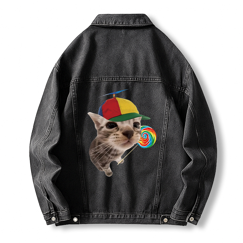 Tokyocanvas Cat With Lollipop And Hat Jean Jackets