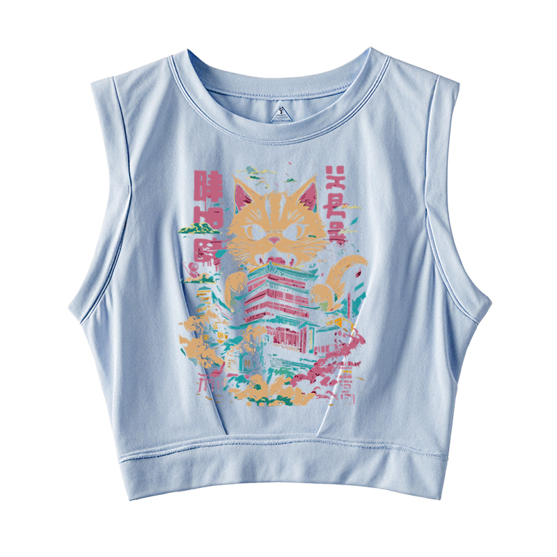 Tokyocanvas Japanese Cat Cat Lover Sleeveless Crop Top