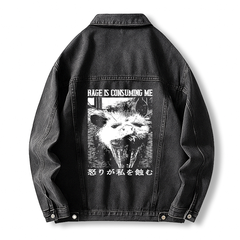 Tokyocanvas Rage Is Consuming Me Opossum Jean Jackets