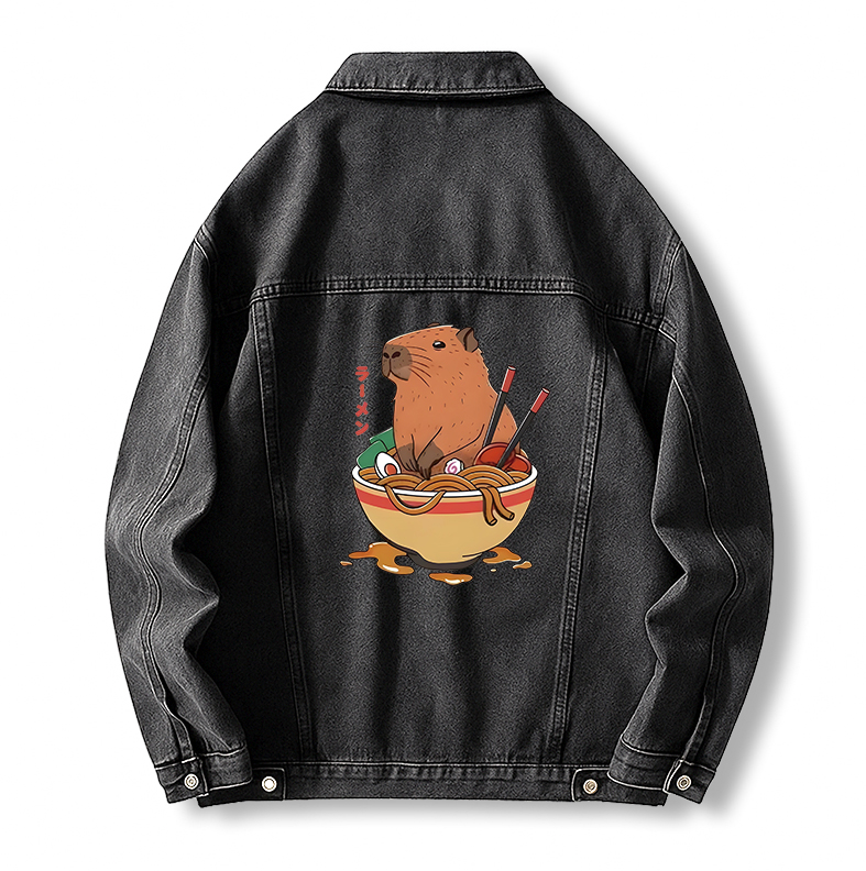 Tokyocanvas Capybara Ramen Funny Jean Jackets