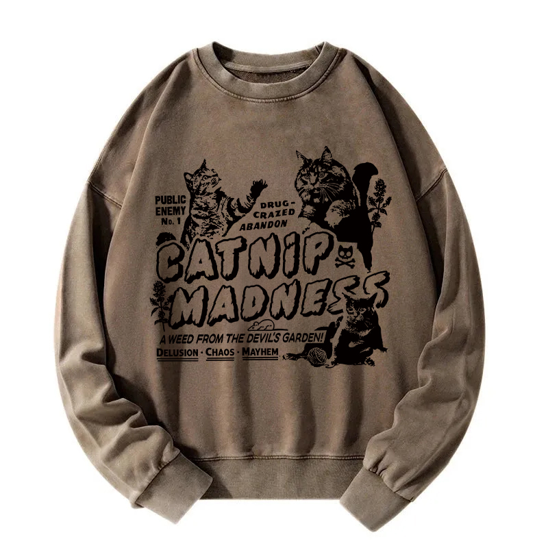 Tokyocanvas Catnip Madness Washed Sweatshirt