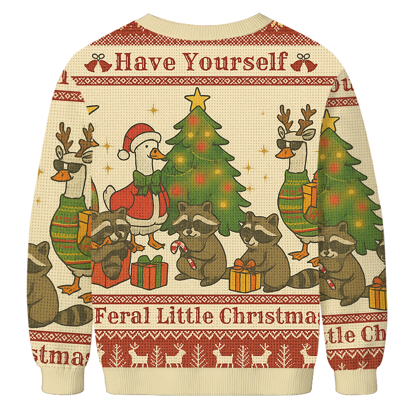 Tokyocanvas Wild Holiday Animal Party Christmas Ugly Sweatshirt