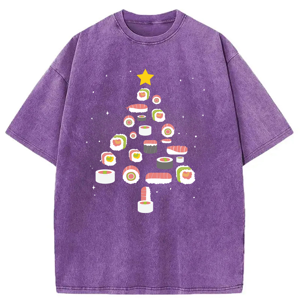 Tokyocanvas Sushi Christmas Tree Washed T-Shirt