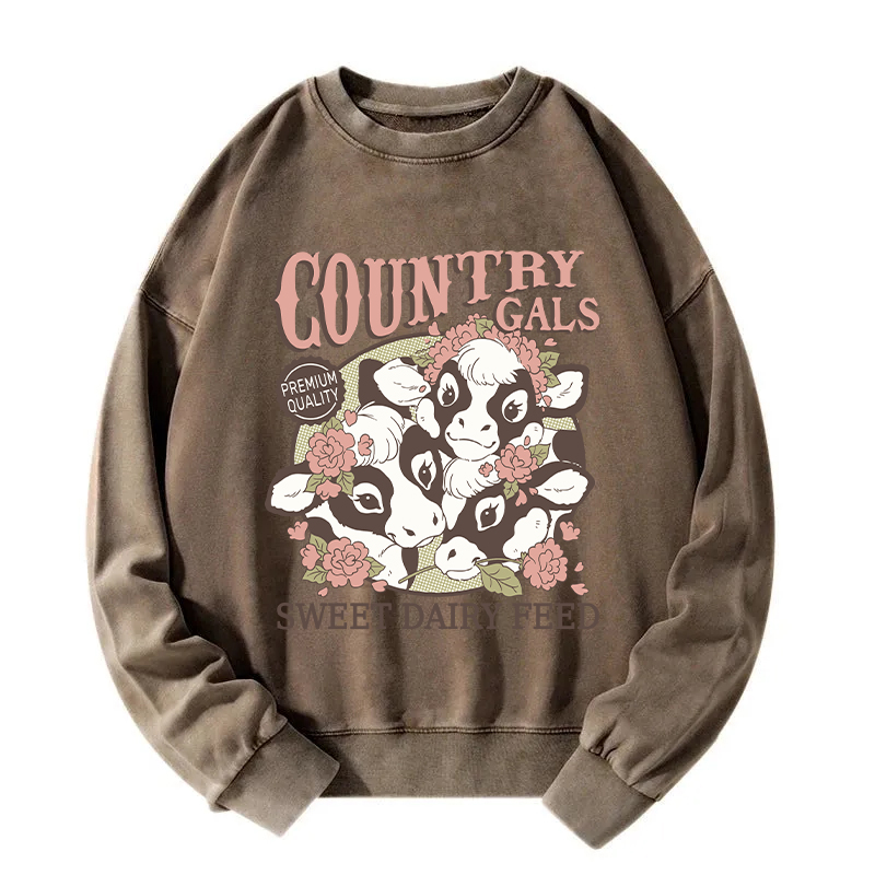 Tokyocanvas Country Cow Gals Washed Sweatshirt