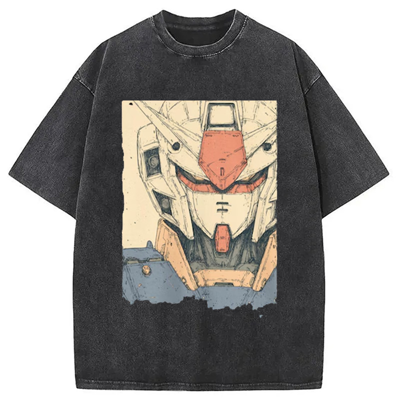 Tokyocanvas Hand-Drawn Mecha Robot Washed T-Shirt
