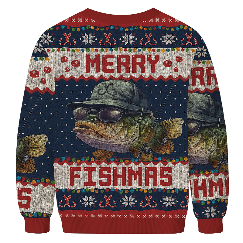 Tokyocanvas Merry Fishmas Christmas Ugly Sweatshirt