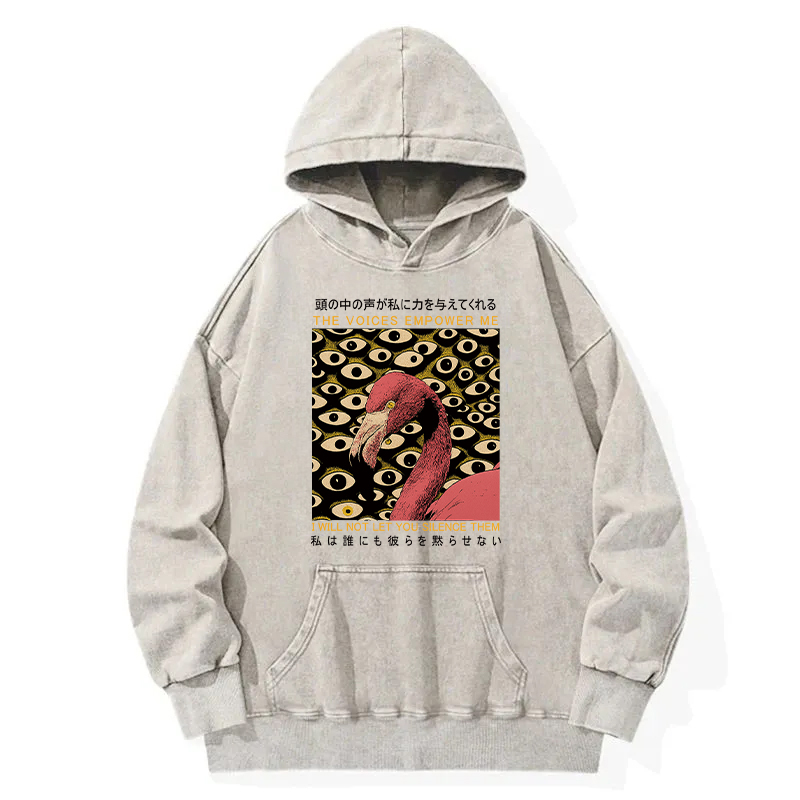 Tokyocanvas The Voices Empower Me Flamingo Washed Hoodie