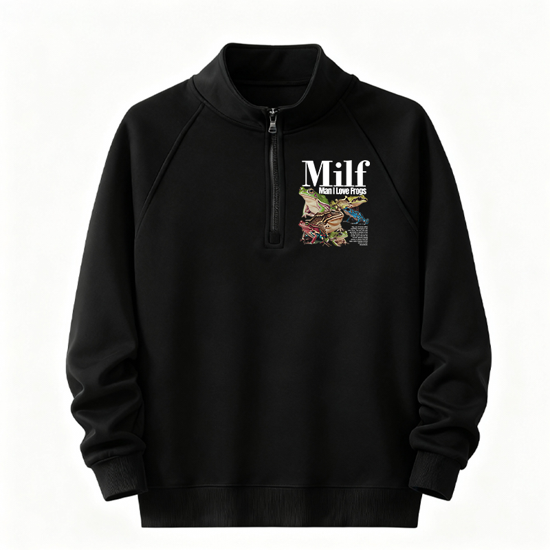 Tokyocanvas Man I Love Frogs Meme Half-Zip Sweatshirt