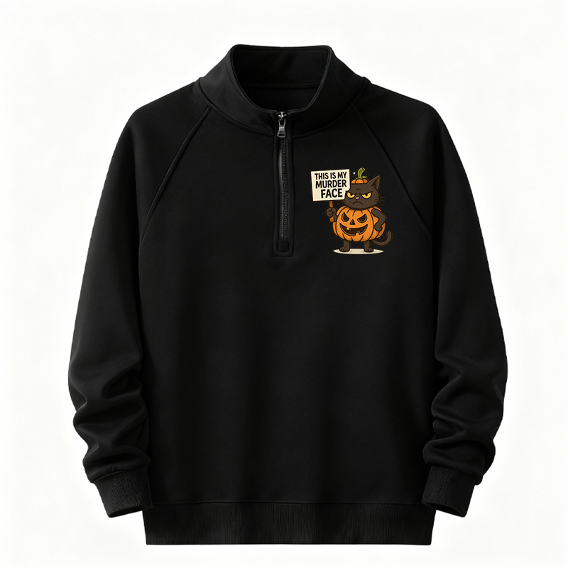 Tokyocanvas This Is My Murder Face Half-Zip Sweatshirt