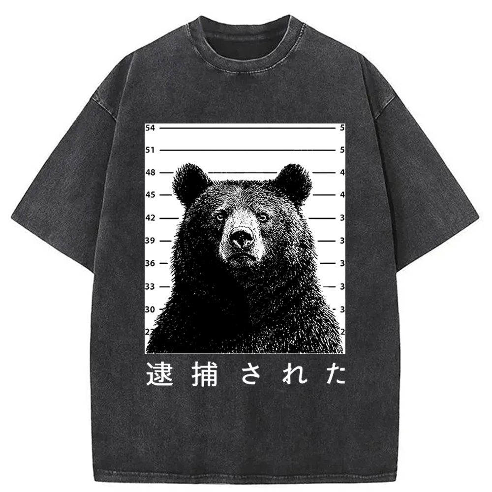 Tokyocanvas Arrested Bear Washed T-Shirt