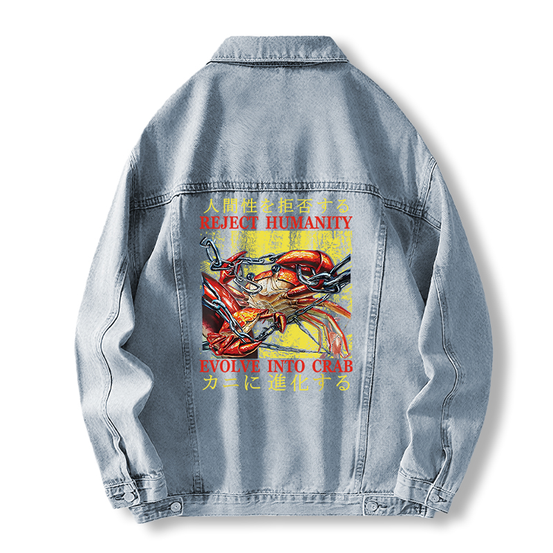 Tokyocanvas Japanese Funny Crab Meme Jean Jackets