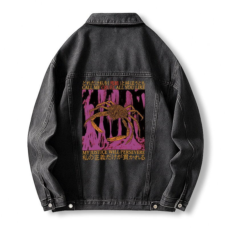 Tokyocanvas My Justice Will Persevere Funny Crab Jean Jackets