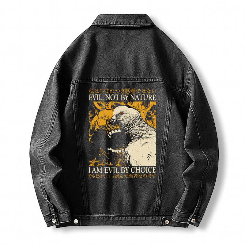 Tokyocanvas Evil By Choice Funny Japanese Pigeon Jean Jackets