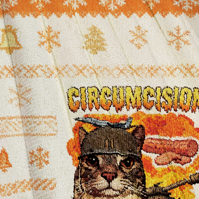 Tokyocanvas Circumcision Survivor Funny Cat Meme Christmas Ugly Sweatshirt