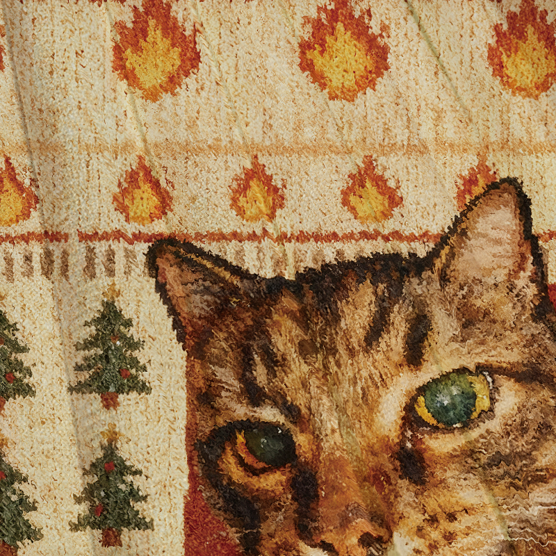 Tokyocanvas Meowlboro Smoking Cat Funny Christmas Ugly Sweatshirt