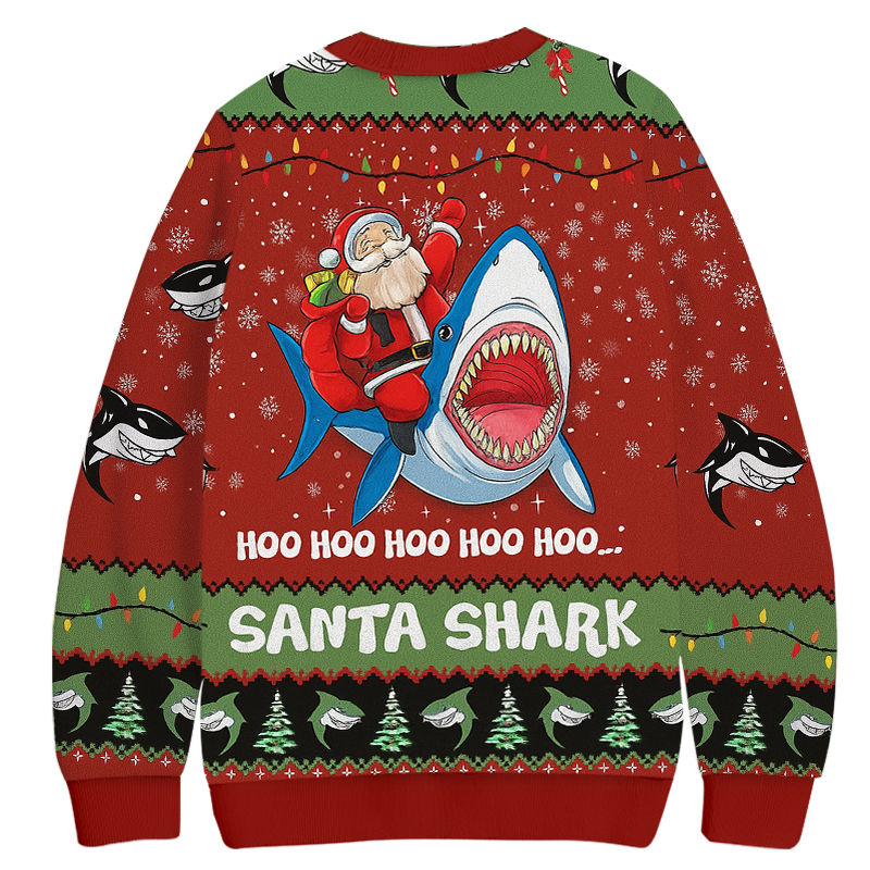 Tokyocanvas Santa Shark Hoo Hoo Hoo Christmas Ugly Sweatshirt