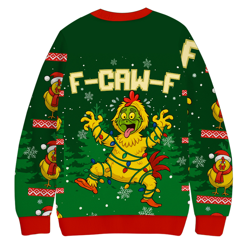 Tokyocanvas F-Caw-F Chicken Christmas Ugly Sweatshirt