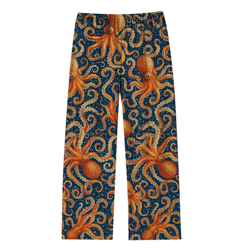 Tokyocanvas Orange Gold Octopus Pajama Set