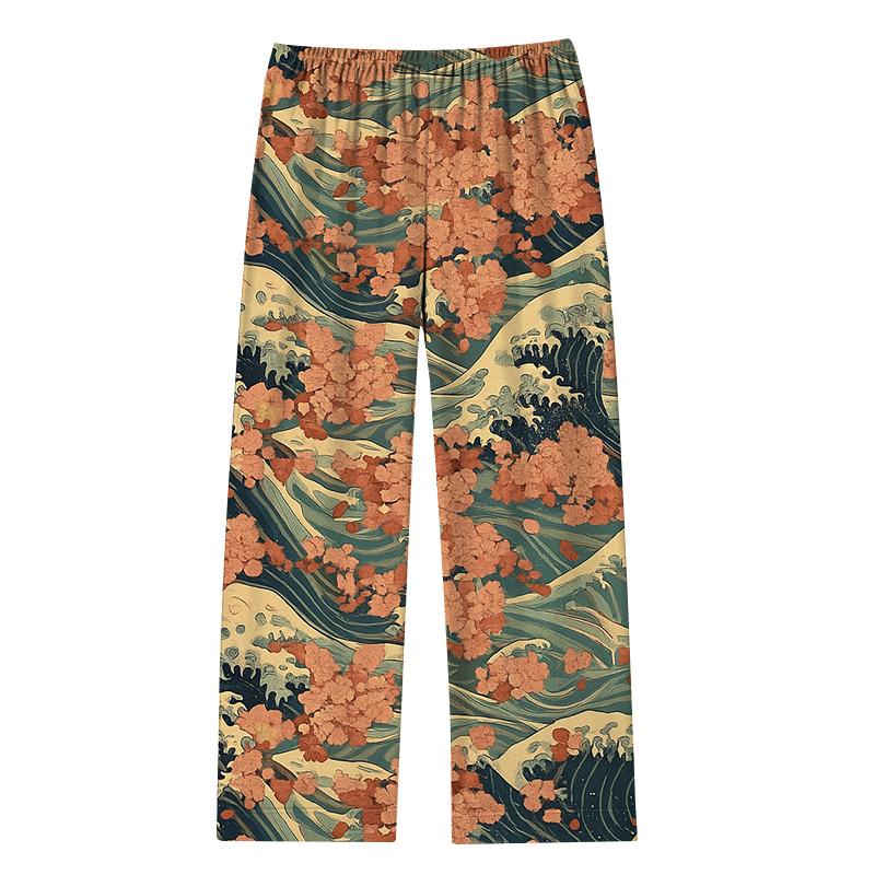 Tokyocanvas Sakura And Hokusai Waves Pajama Set