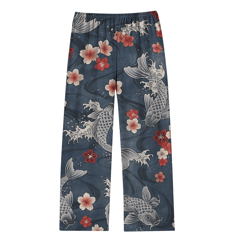 Tokyocanvas Japanese Koi And Sakura Blossom Pajama Set