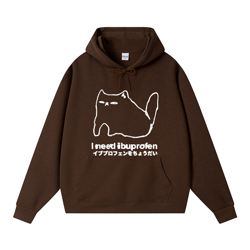 Tokyocanvas I Need Ibuprofen Cat Fleece Lined Hoodie