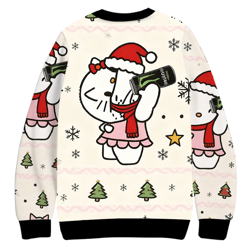 Tokyocanvas Kitty With Monster Energy Drink Christmas Ugly Sweatshirt