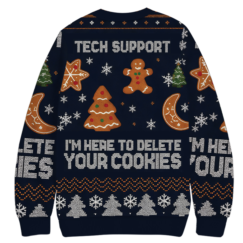 Tokyocanvas Blue Tech Support Computer Programmer Christmas Ugly Sweatshirt