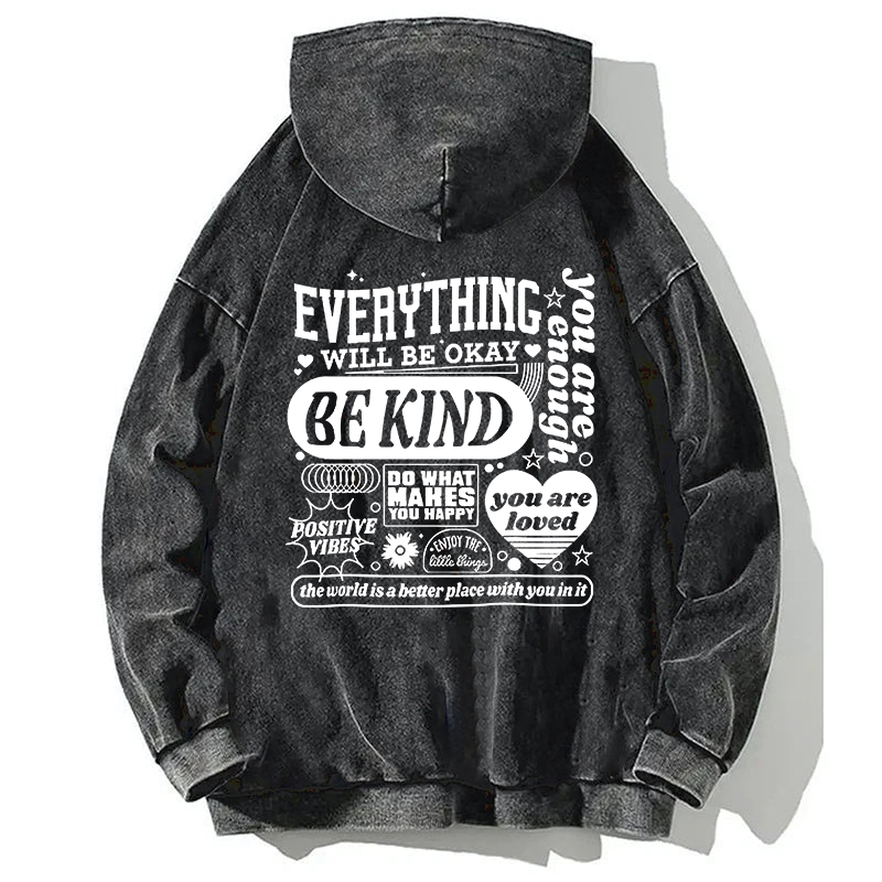 Tokyocanvas EVERYTHING WILL BE OKAY Back Washed Hoodie