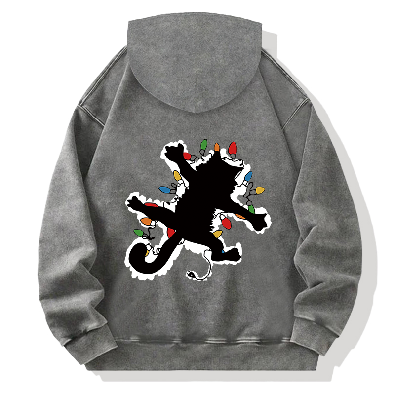 Tokyocanvas Funny Pussy-cat From Christmas Vacation Frieds Lover Back Washed Hoodie