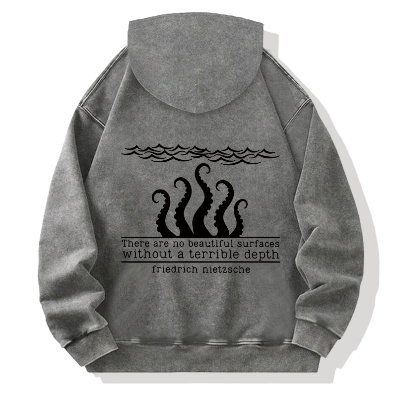 Tokyocanvas Mysterious Octopus Monster Back Washed Hoodie