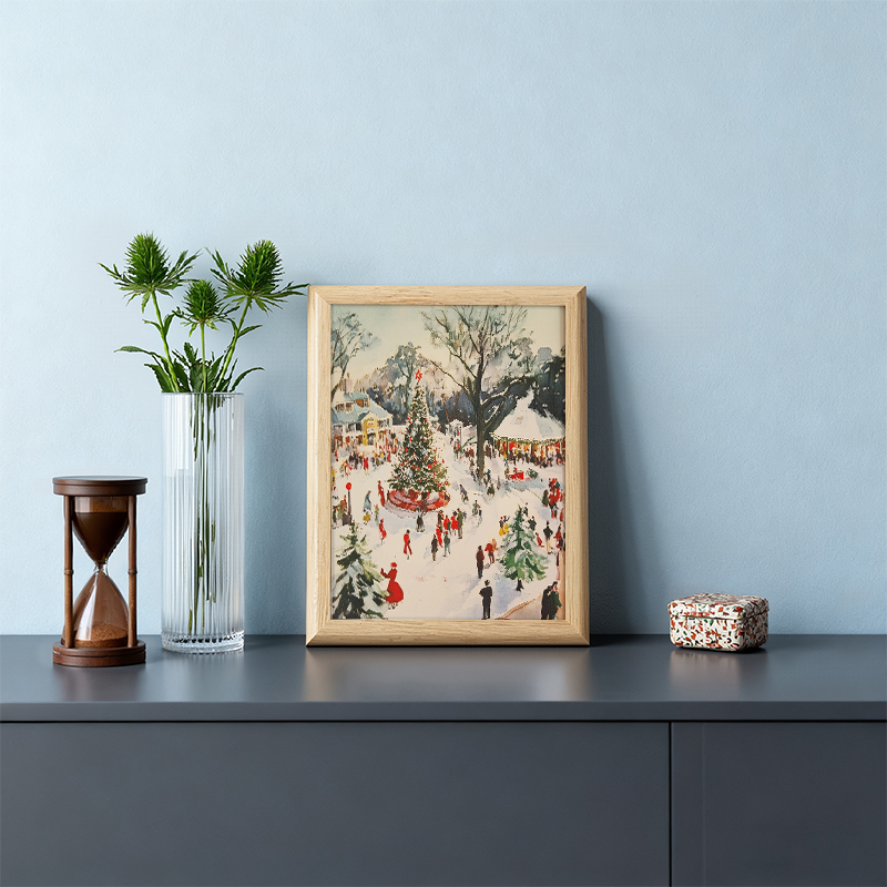 Tokyocanvas Winter Town Square Framed Art Print