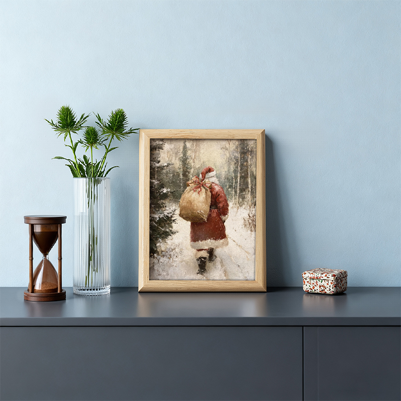 Tokyocanvas Santa Claus In Winter Forest Framed Art Print
