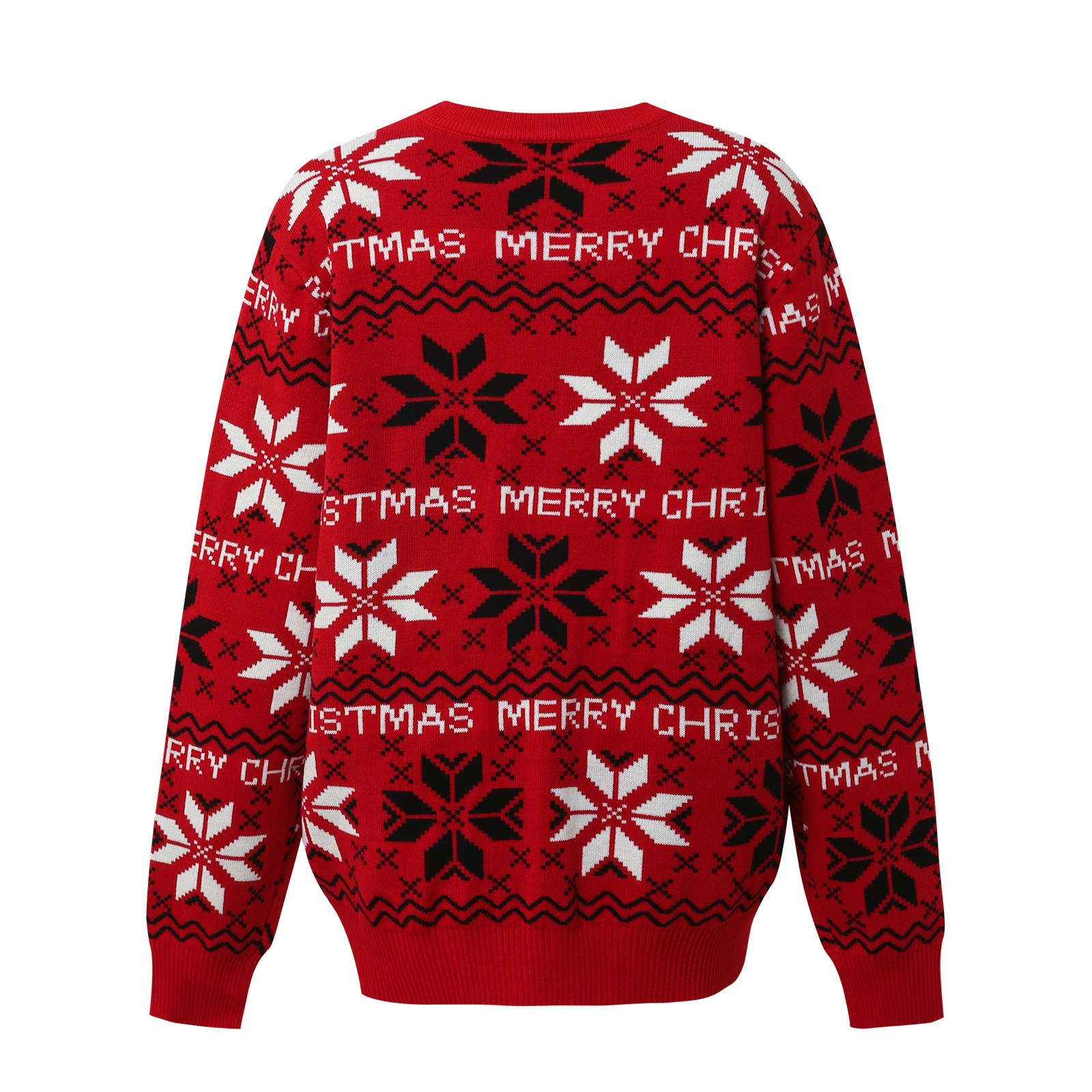 Tokyocanvas Christmas Red Snowflake Ugly Christmas Sweater