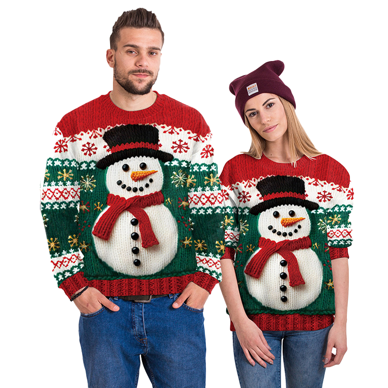 Tokyocanvas Snowman Gentleman Ugly Christmas Sweater