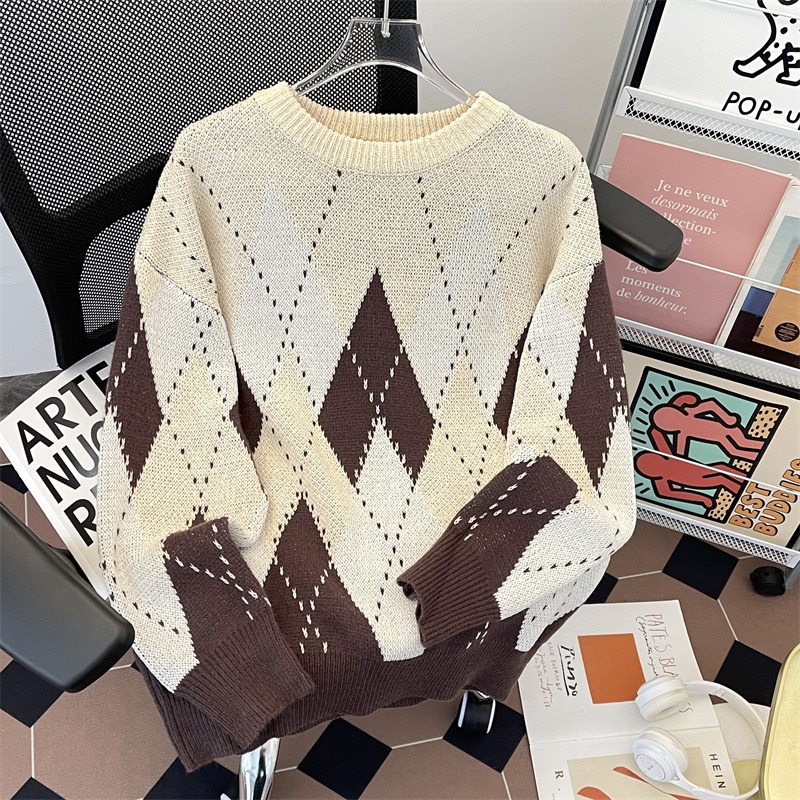 Tokyocanvas Christmas Diamond Pattern Ugly Christmas Sweater