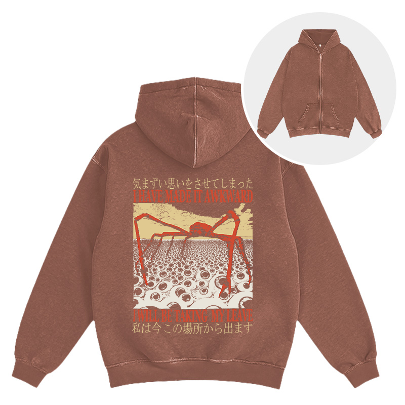 Tokyocanvas I Have Made It Awkward Vintage Washed Zip Hoodie